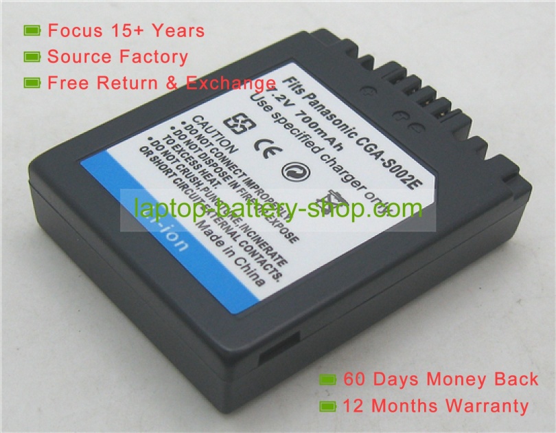 Panasonic CGA-S002, DMW-BM7 7.2V 680mAh replacement batteries - Click Image to Close