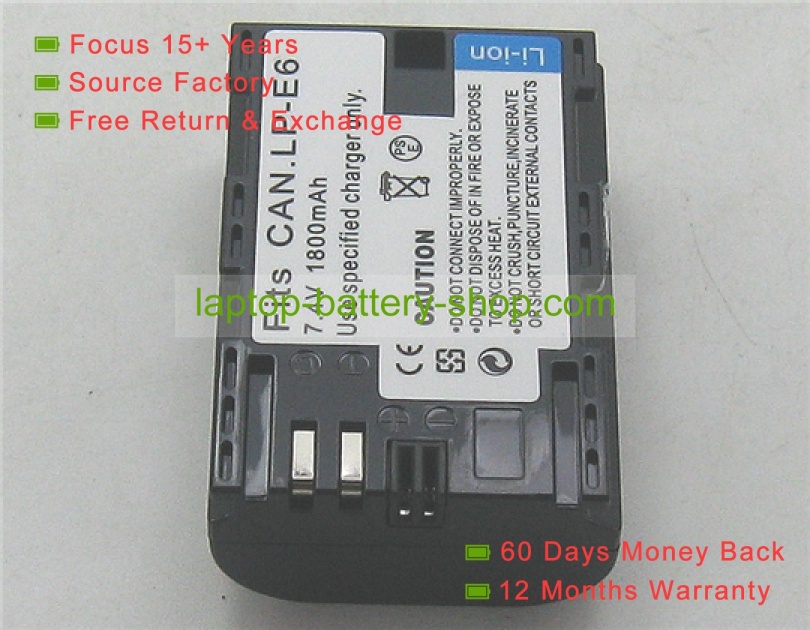 Canon LP-E6EOS, RP-BC003 7.2V 1800mAh replacement batteries - Click Image to Close