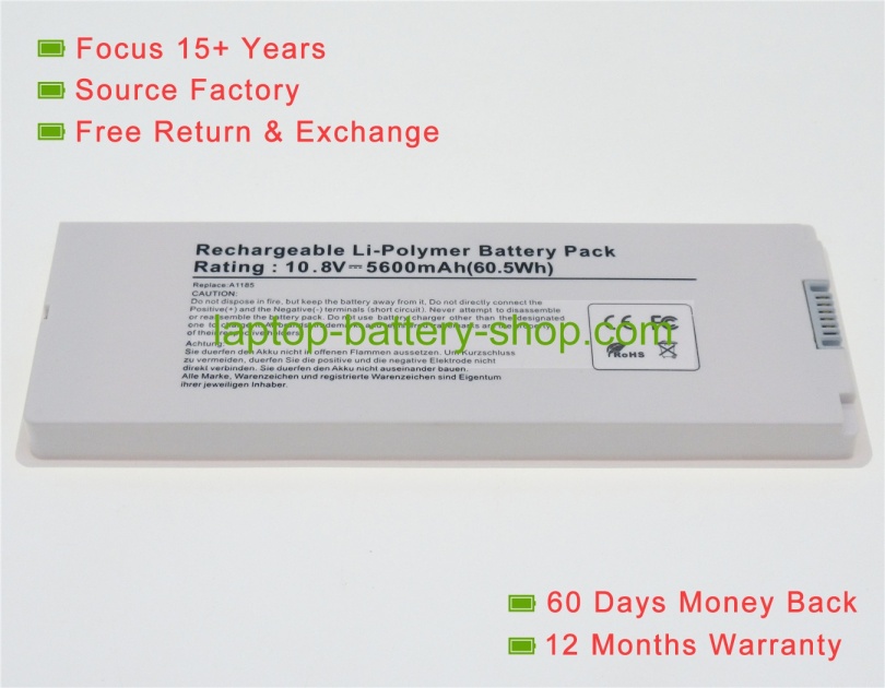 Apple A1185, A1181 10.8V 5400mAh replacement batteries - Click Image to Close