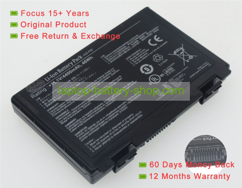 Asus a32-f82, A32-F52 11.1V 4400mAh replacement batteries - Click Image to Close