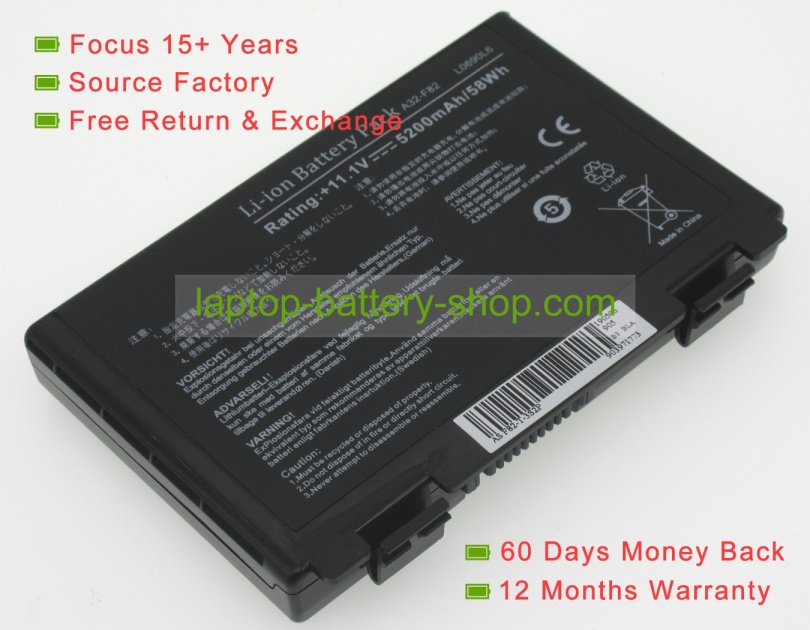 Asus A32F82, a32-f82 11.1V 4400mAh replacement batteries - Click Image to Close