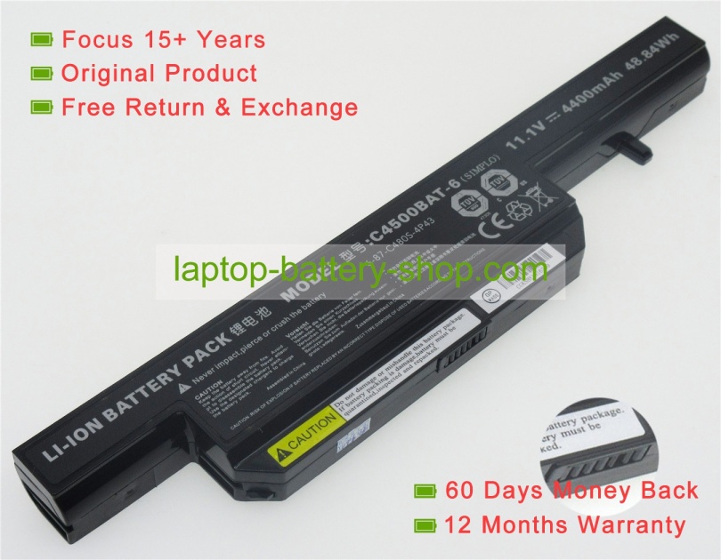 Clevo C4500BAT-6, LC32BA122 11.1V 4400mAh replacement batteries - Click Image to Close