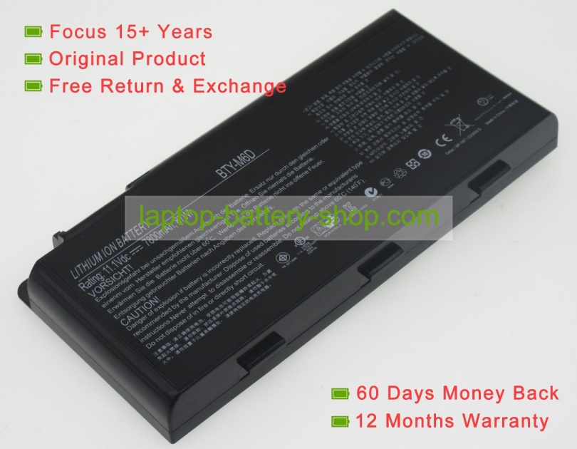 Msi BTY-M6D, BTY-GS70 11.1V 7800mAh replacement batteries - Click Image to Close