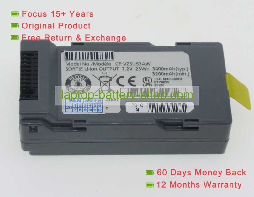 Panasonic CF-VZSU53, CF-VZSU53AW 7.2V 2900mAh replacement batteries - Click Image to Close