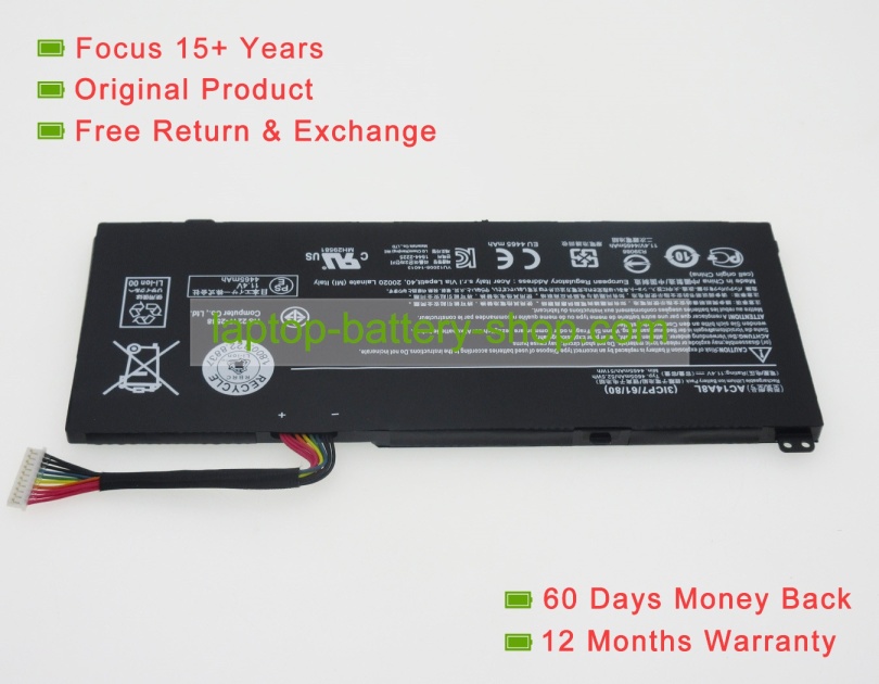 Acer AC14A8L, 934T2119H 11.4V 4600mAh replacement batteries - Click Image to Close