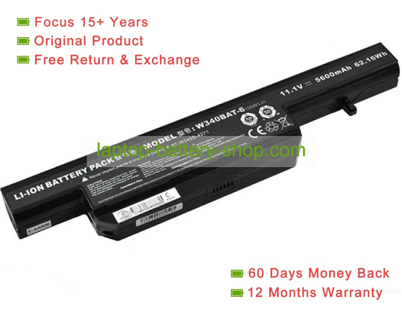 Clevo 6-87-W345S-4G4, 6-87-W345S-4Y4 11.1V 5600mAh replacement batteries - Click Image to Close