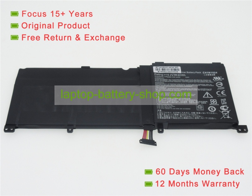 Asus C41N1524, 0B200-01250200 15.2V 4400mAh replacement batteries - Click Image to Close
