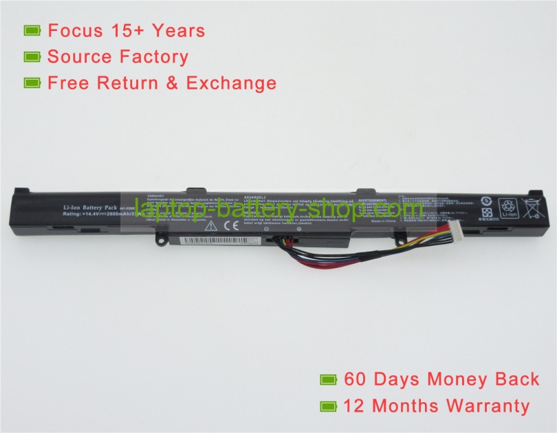 Asus A41-X550E, 0B110-00220000 14.4V 2200mAh replacement batteries - Click Image to Close