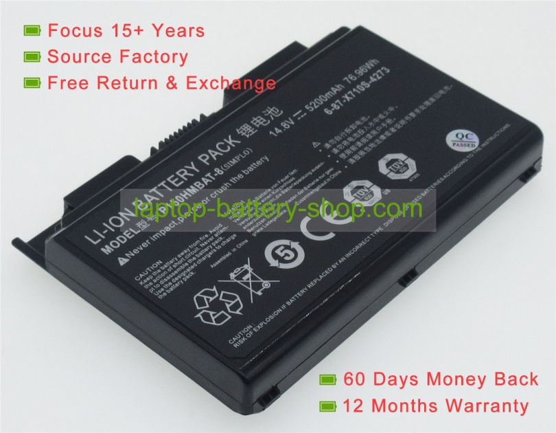 Clevo 6-87-X710S-4272, 6-87-X710S-4J7 14.8V 5200mAh replacement batteries - Click Image to Close
