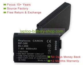 Canon BP-308, BP-308S 7.4V 850mAh replacement batteries