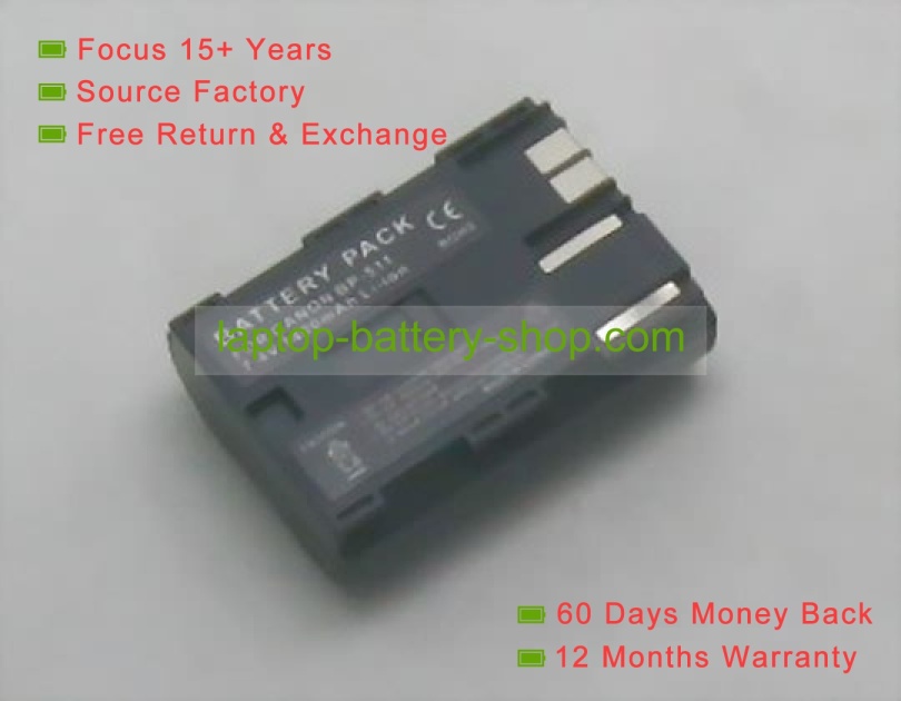 Canon BP-511, BP-512 7.2V 1400mAh replacement batteries - Click Image to Close