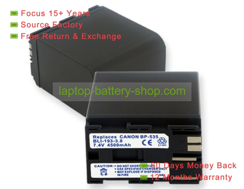 Canon BP-522, BP-508 7.2V 4200mAh replacement batteries - Click Image to Close