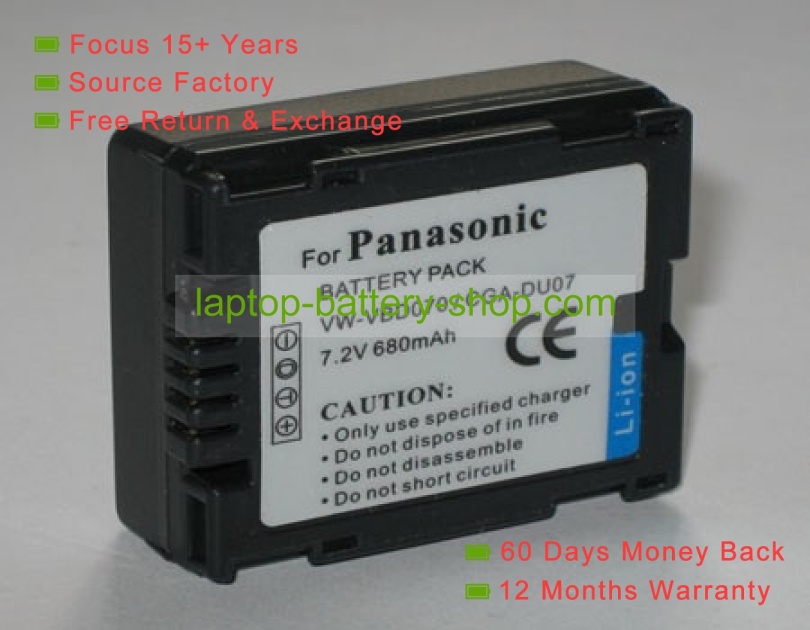 Panasonic CGR-DU07, CGA-DU07 7.2V 680mAh replacement batteries - Click Image to Close