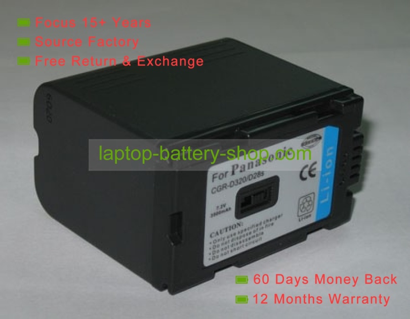 Panasonic CGR-D320, VW-VBD25 7.2V 3300mAh replacement batteries - Click Image to Close