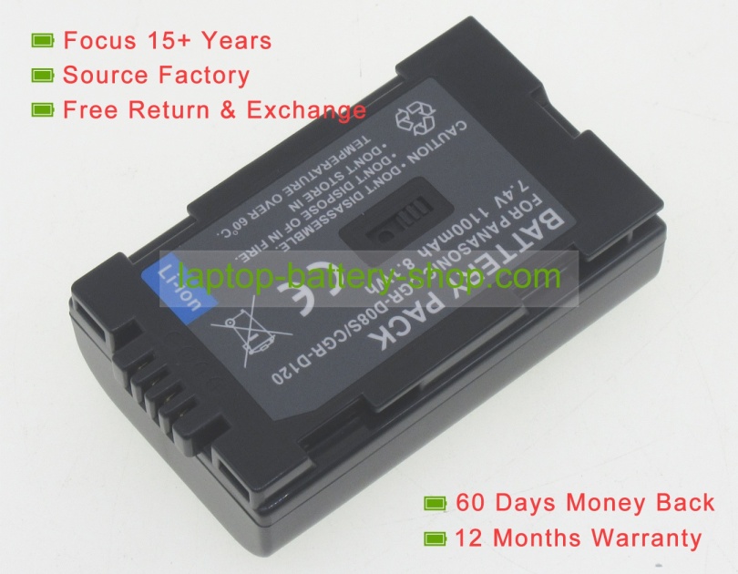 Panasonic CGR-D120, CGR-D08A/1B 7.2V 1100mAh replacement batteries - Click Image to Close