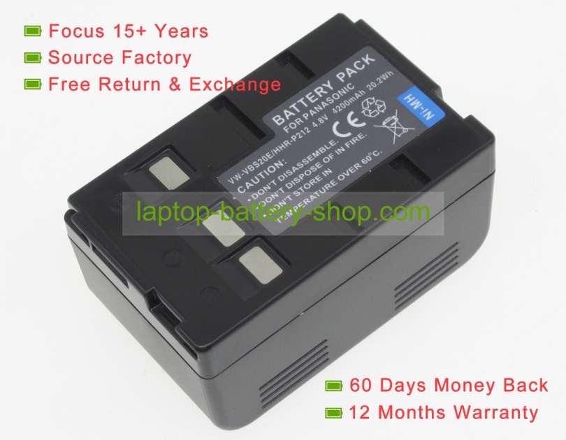 Panasonic VW-VBS20, HHR-V211 4.8V 4200mAh replacement batteries - Click Image to Close