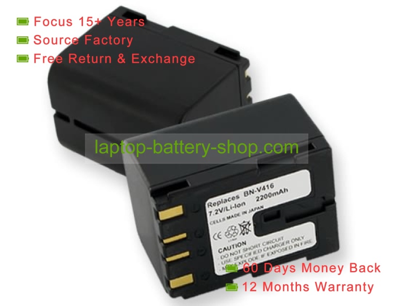 Jvc BN-V416, BN-V408U 7.2V 2000mAh replacement batteries - Click Image to Close