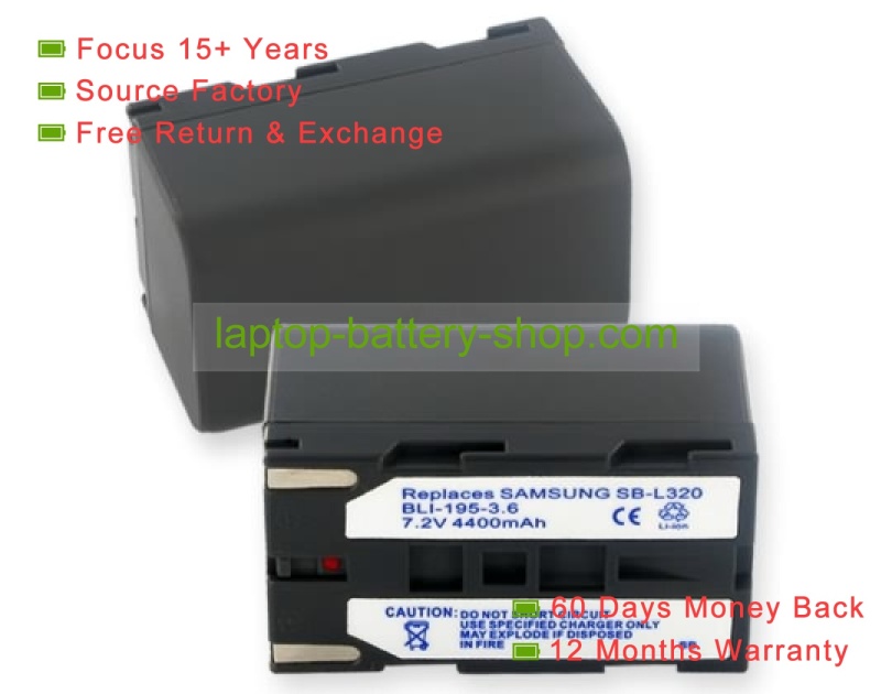 Samsung SB-L320, SB-L480 7.4V 3600mAh replacement batteries - Click Image to Close