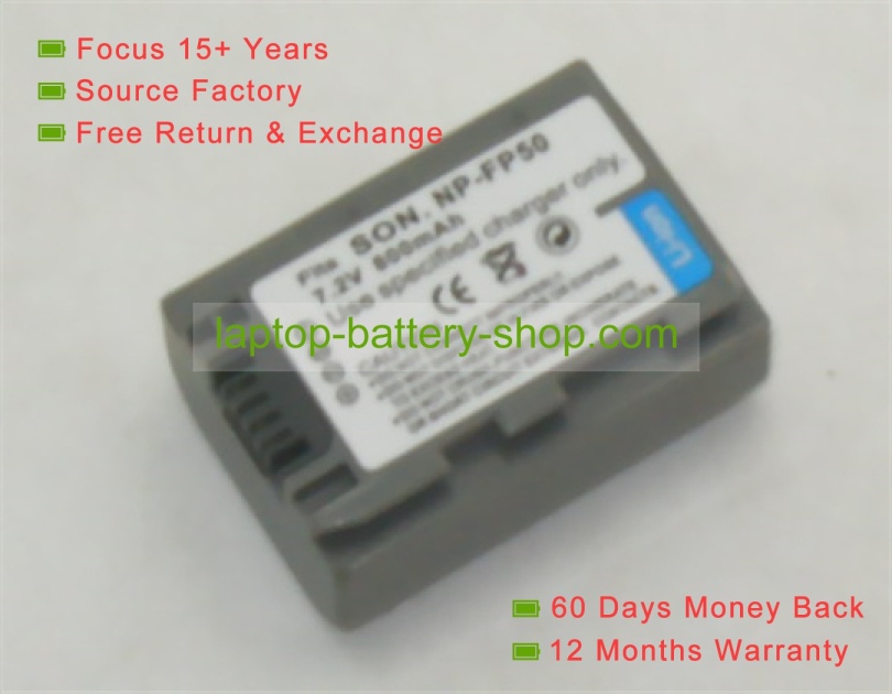 Sony NP-FP50 7.2V 650mAh replacement batteries - Click Image to Close