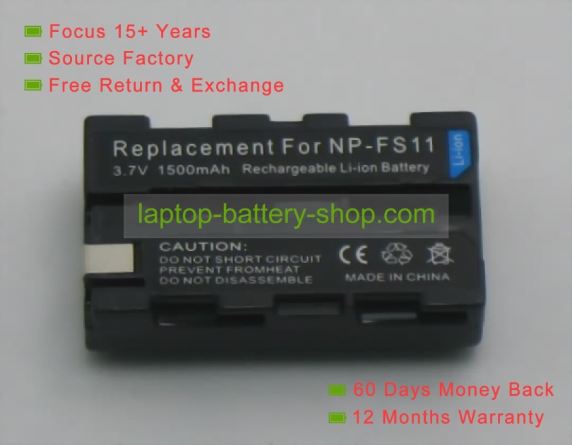 Sony NP-FS11, NP-FS10 3.6V 1400mAh replacement batteries - Click Image to Close