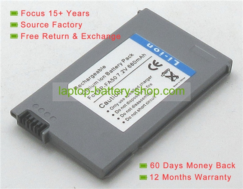 Sony NP-FA50 7.2V 680mAh replacement batteries - Click Image to Close