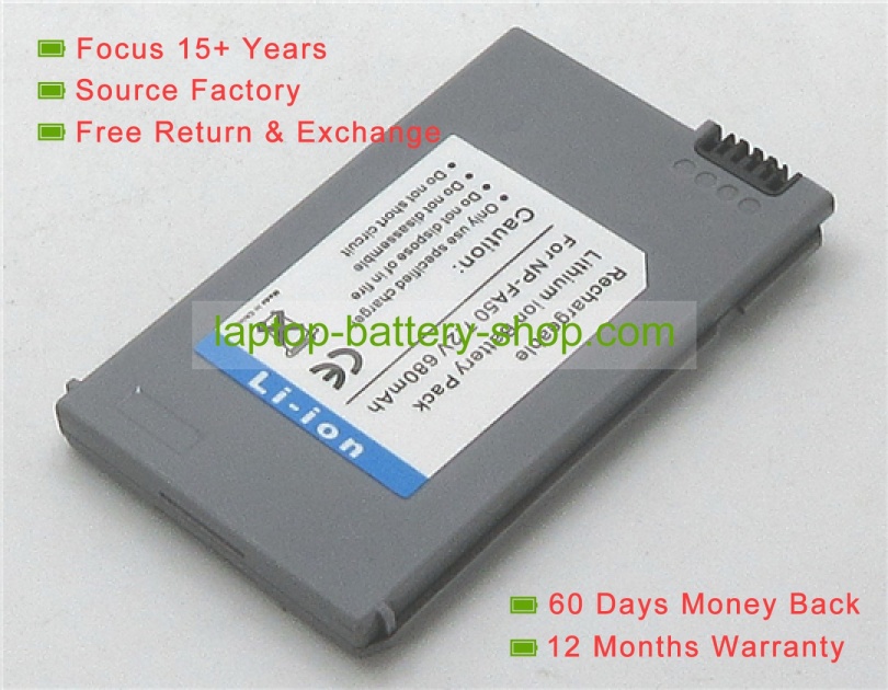 Sony NP-FA50 7.2V 680mAh replacement batteries - Click Image to Close