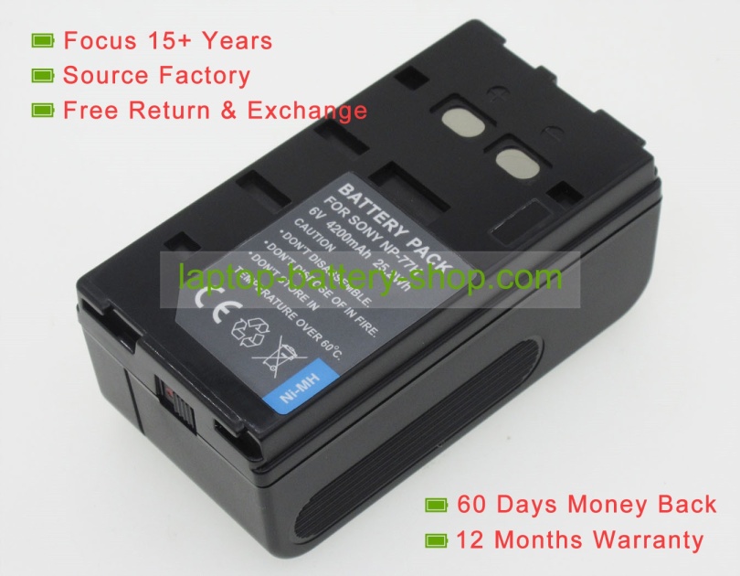 Sony NP-66, NP-55 6V 4000mAh replacement batteries - Click Image to Close