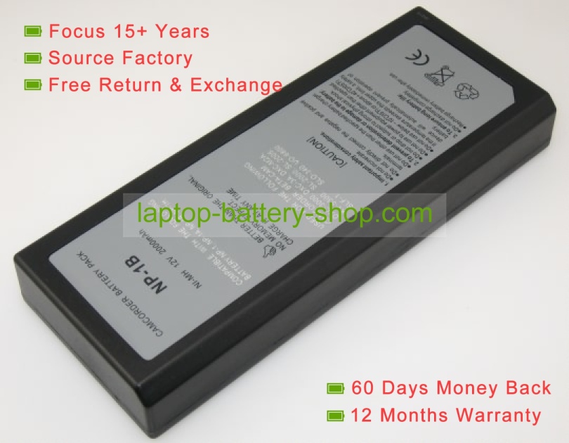Sony NP-1, NP-1A 12V 2000mAh replacement batteries - Click Image to Close