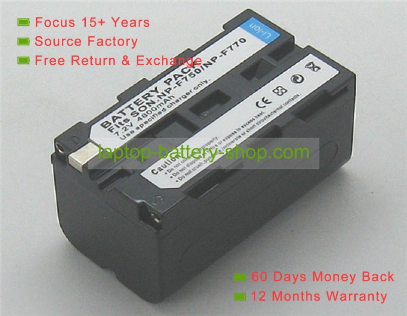 Sony NP-F750, NP-F770 7.2V 3700mAh replacement batteries - Click Image to Close