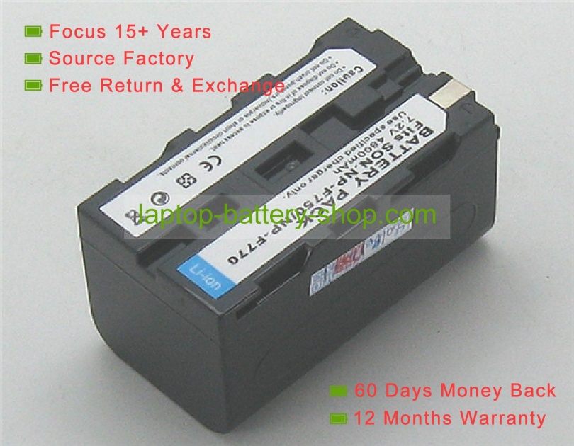Sony NP-F750, NP-F770 7.2V 3700mAh replacement batteries - Click Image to Close