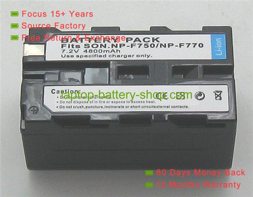 Sony NP-F750, NP-F770 7.2V 3700mAh replacement batteries - Click Image to Close
