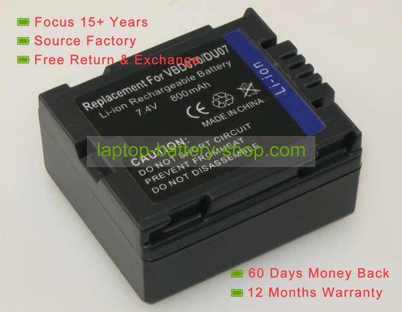 Panasonic CGR-DU06, CGA-DU07E/1B 7.2V 680mAh replacement batteries - Click Image to Close