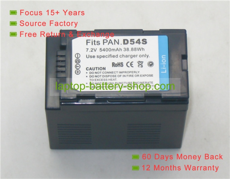 Panasonic CGA-D54, CGA-D54D 7.2V 5400mAh replacement batteries - Click Image to Close