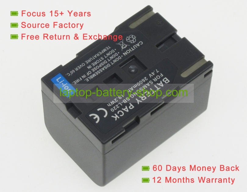 Samsung SB-LS70, SB-LS110 7.4V 2600mAh replacement batteries - Click Image to Close