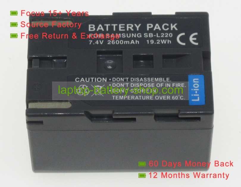 Samsung SB-LS70, SB-LS110 7.4V 2600mAh replacement batteries - Click Image to Close