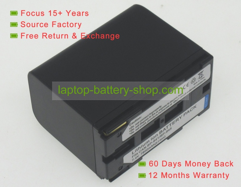 Canon BP-950, BP-945 7.4V 6600mAh replacement batteries - Click Image to Close