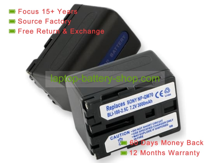 Sony NP-QM51, NP-QM50 7.2V 2800mAh replacement batteries - Click Image to Close