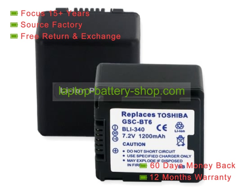 Toshiba GSC-BT6 7.2V 1200mAh replacement batteries - Click Image to Close