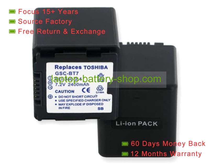Toshiba GSC-BT7 7.2V 2400mAh replacement batteries - Click Image to Close
