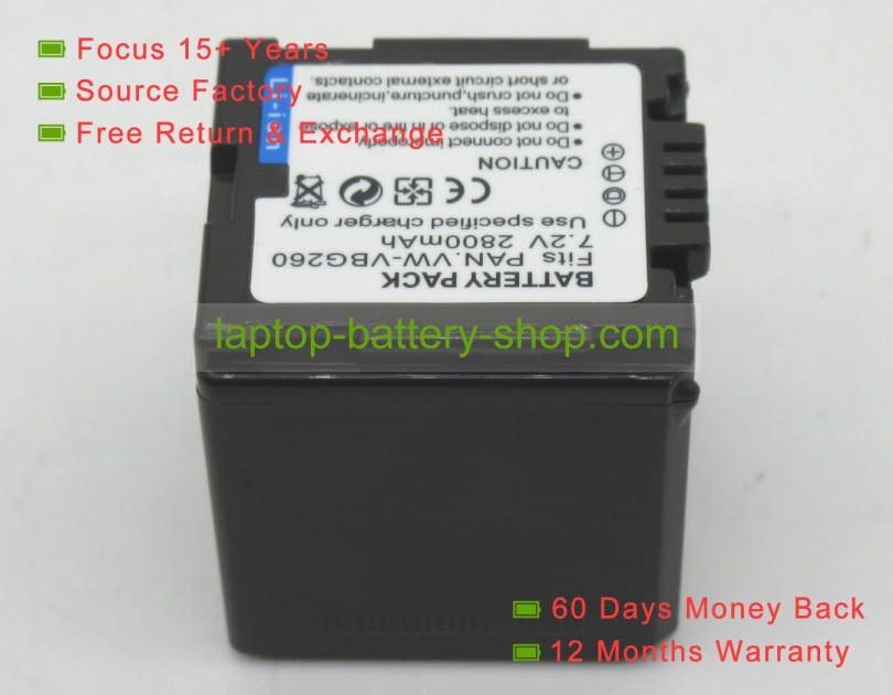 Panasonic VW-VBG260, VW-VBG260GK 7.2V 2800mAh replacement batteries - Click Image to Close