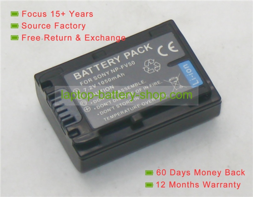 Sony NP-FV50, NP-FV30 7.2V 1050mAh replacement batteries - Click Image to Close