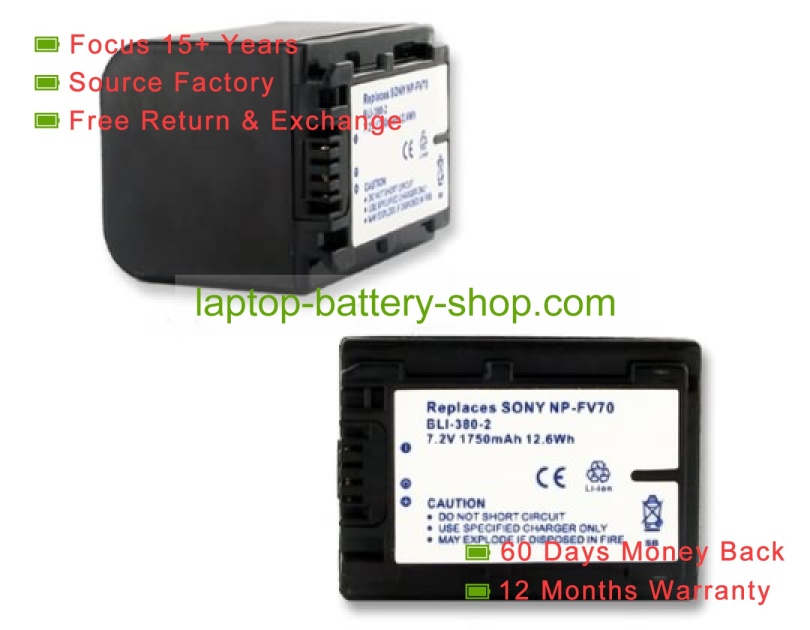 Sony NP-FV70 6.8V 1500mAh replacement batteries - Click Image to Close
