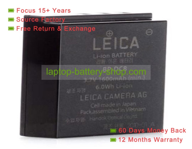Leica BP-DC8 3.7V 1600mAh replacement batteries - Click Image to Close