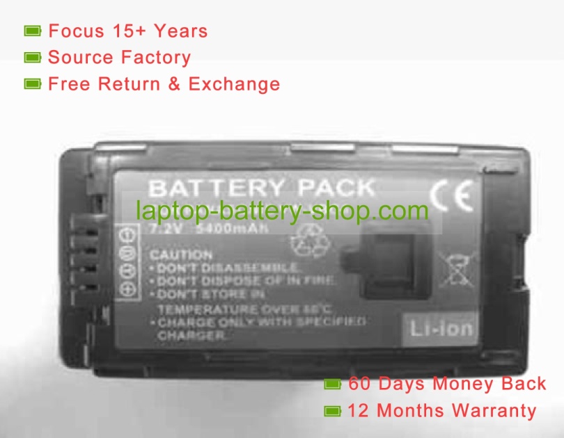 Panasonic VW-VBG260-K, HDC-MDH-1 7.2V 5400mAh replacement batteries - Click Image to Close