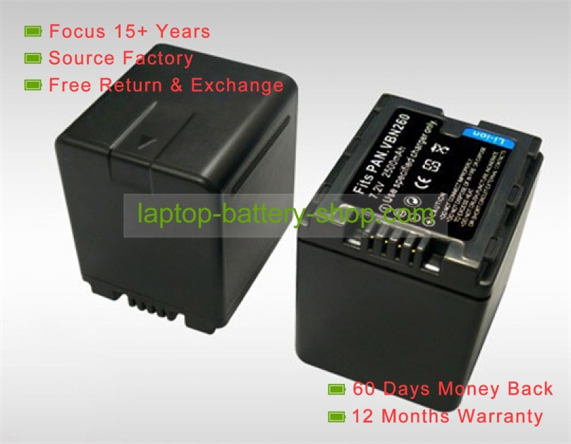 Panasonic VW-VBN260, VW-VBN130GK 7.2 or 7.4V 3750mAh replacement batteries - Click Image to Close