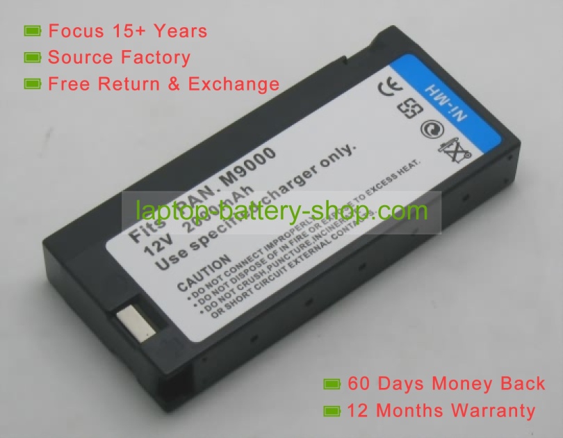 Panasonic VW-VBF2T, VBF2 12V 2000mAh replacement batteries - Click Image to Close