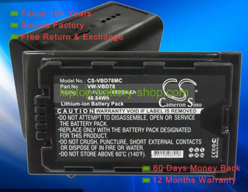 Panasonic VW-VBD58E-K, VW-VBD58 7.4V 6600mAh replacement batteries - Click Image to Close