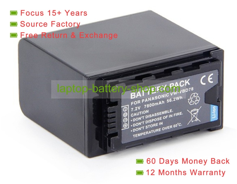 Panasonic VW-VBD78, AG-VBR118MC 7.2V 7800mAh replacement batteries - Click Image to Close