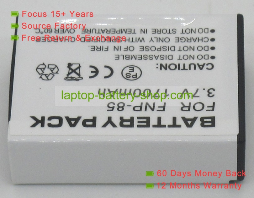 Sony NP-85, CB-170 3.7V 1700mAh replacement batteries - Click Image to Close