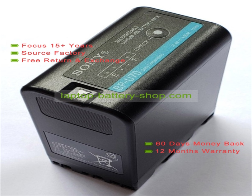 Sony BP-U70, LIP8239 14.4V 5000mAh replacement batteries - Click Image to Close